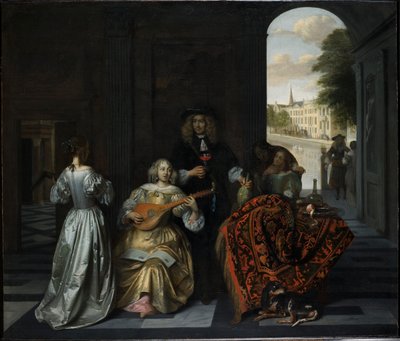 Compagnie musicale dans un intérieur distingué - Pieter de Hooch